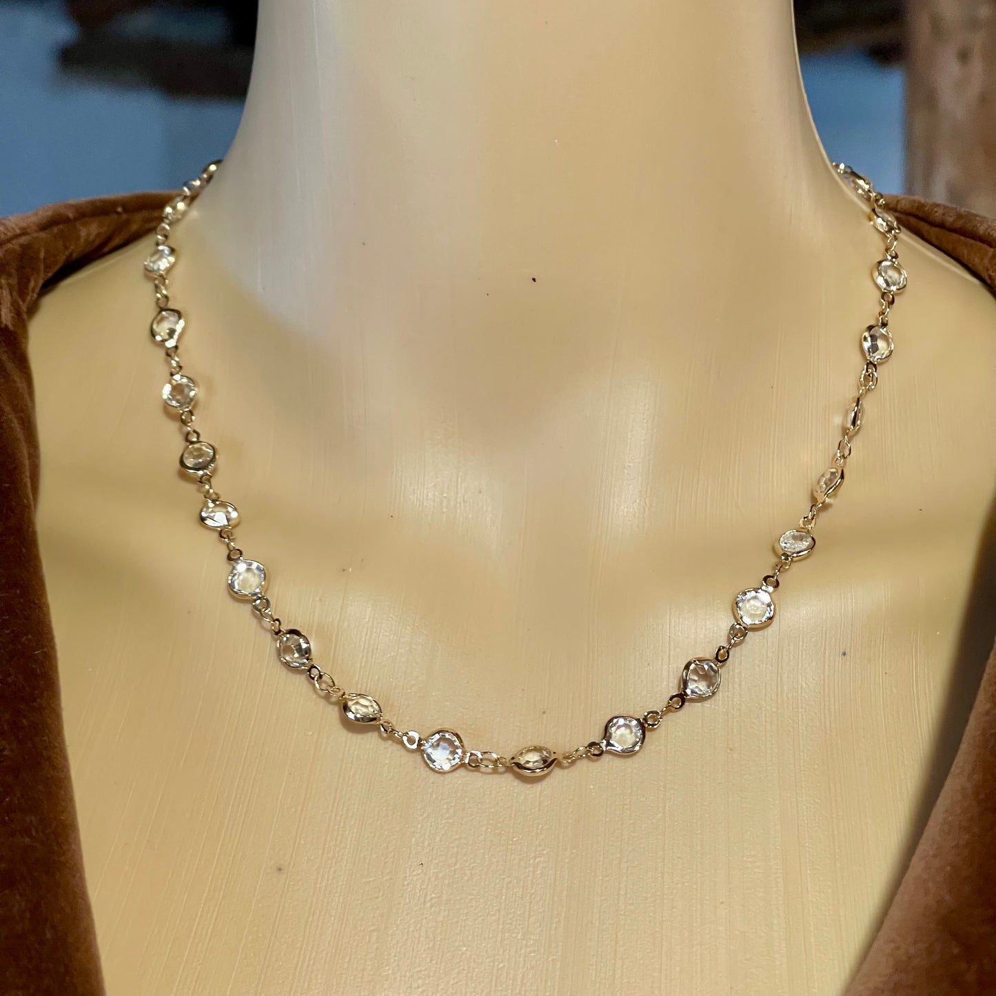 Multi-layer Gold Tone Large Pendant Necklace. Multi-Link Chain Statement Necklace.