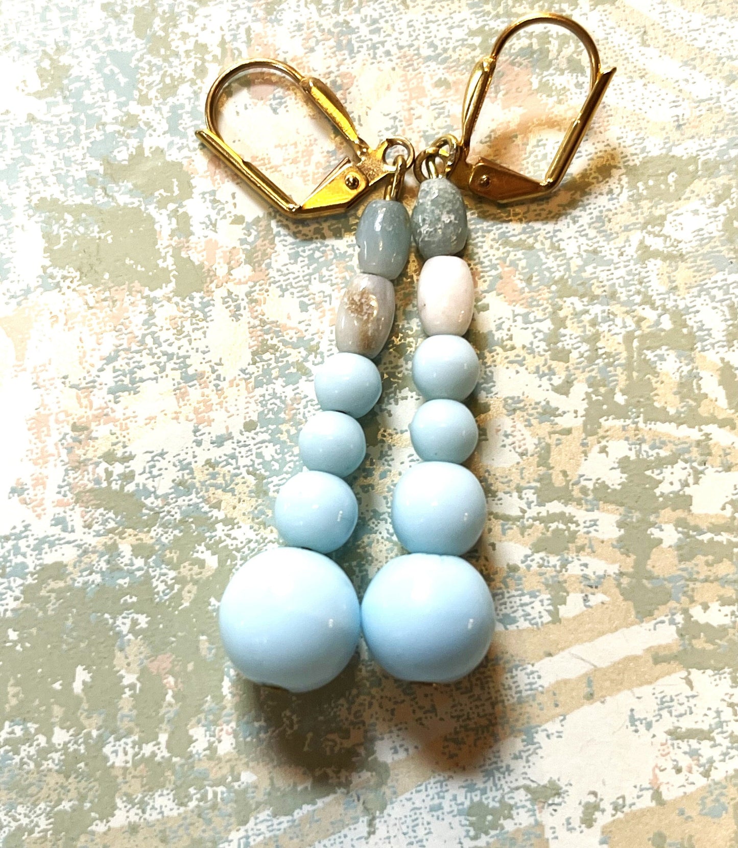 Baby Blue Vintage Graduated Miriam Haskell Beads Used In These Earrings . Hypoallergenic French Earring Hooks, Gold Plated Wire.