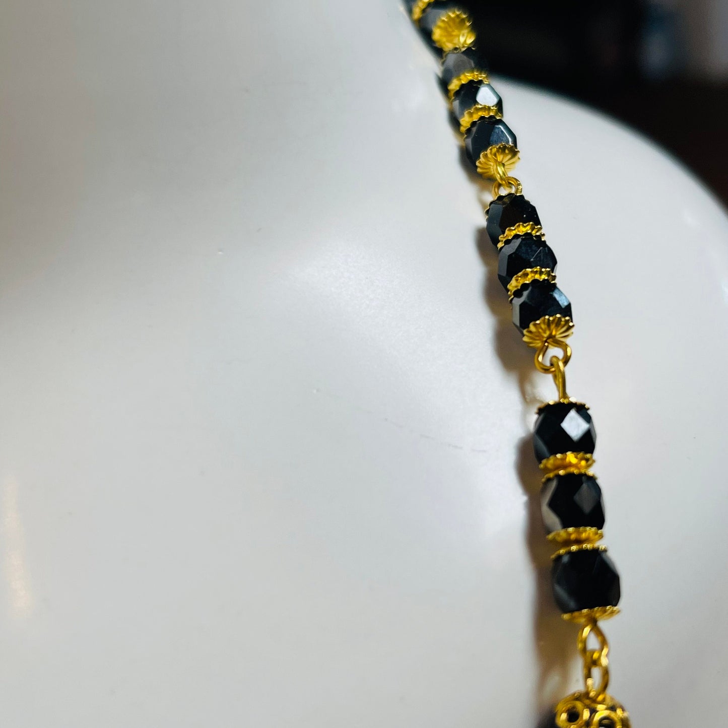 Vintage Black Glass Czech Bead Necklace