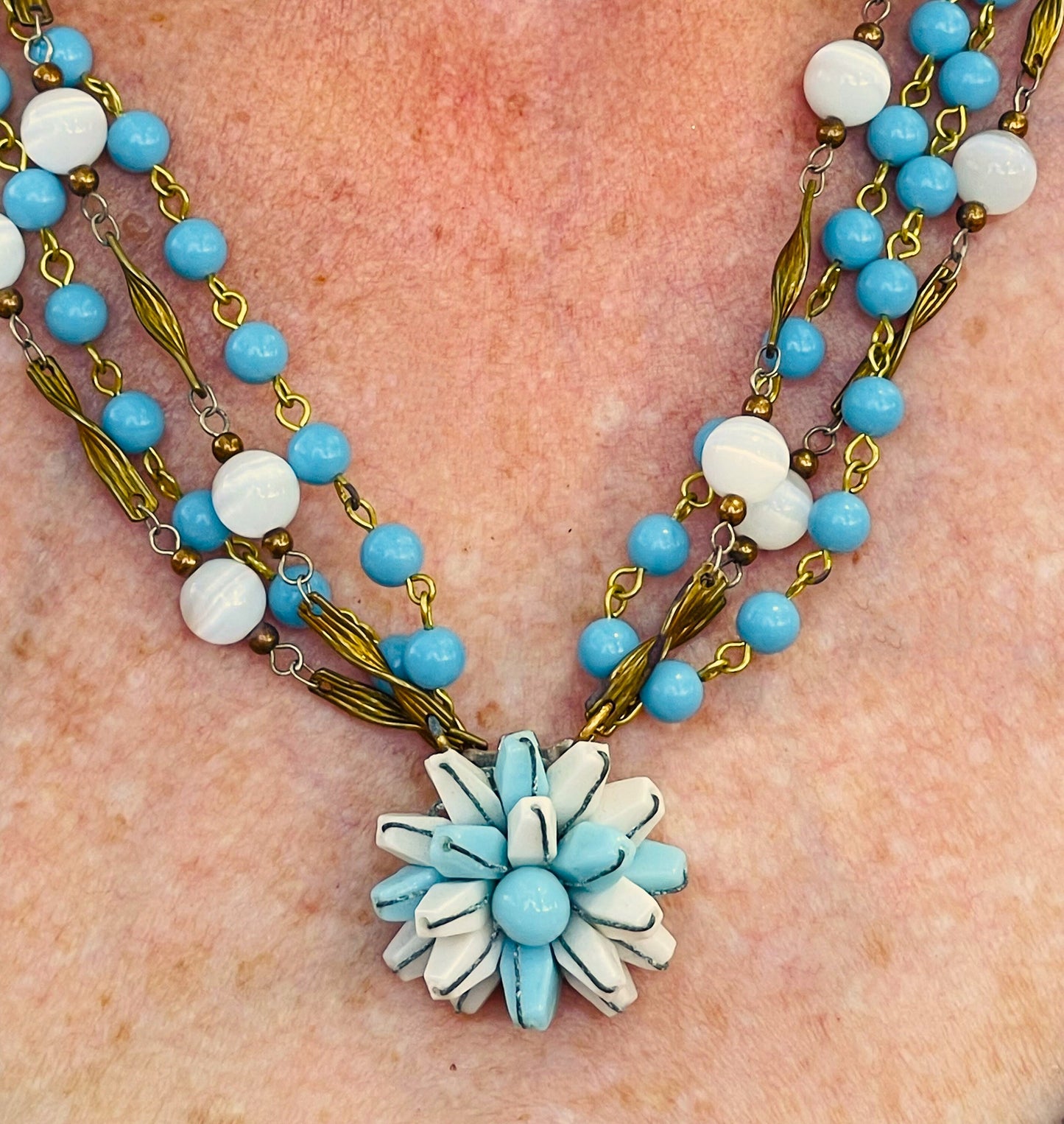 Unusual Necklace Made With Glass and Lucite. The Star is all very old glass.