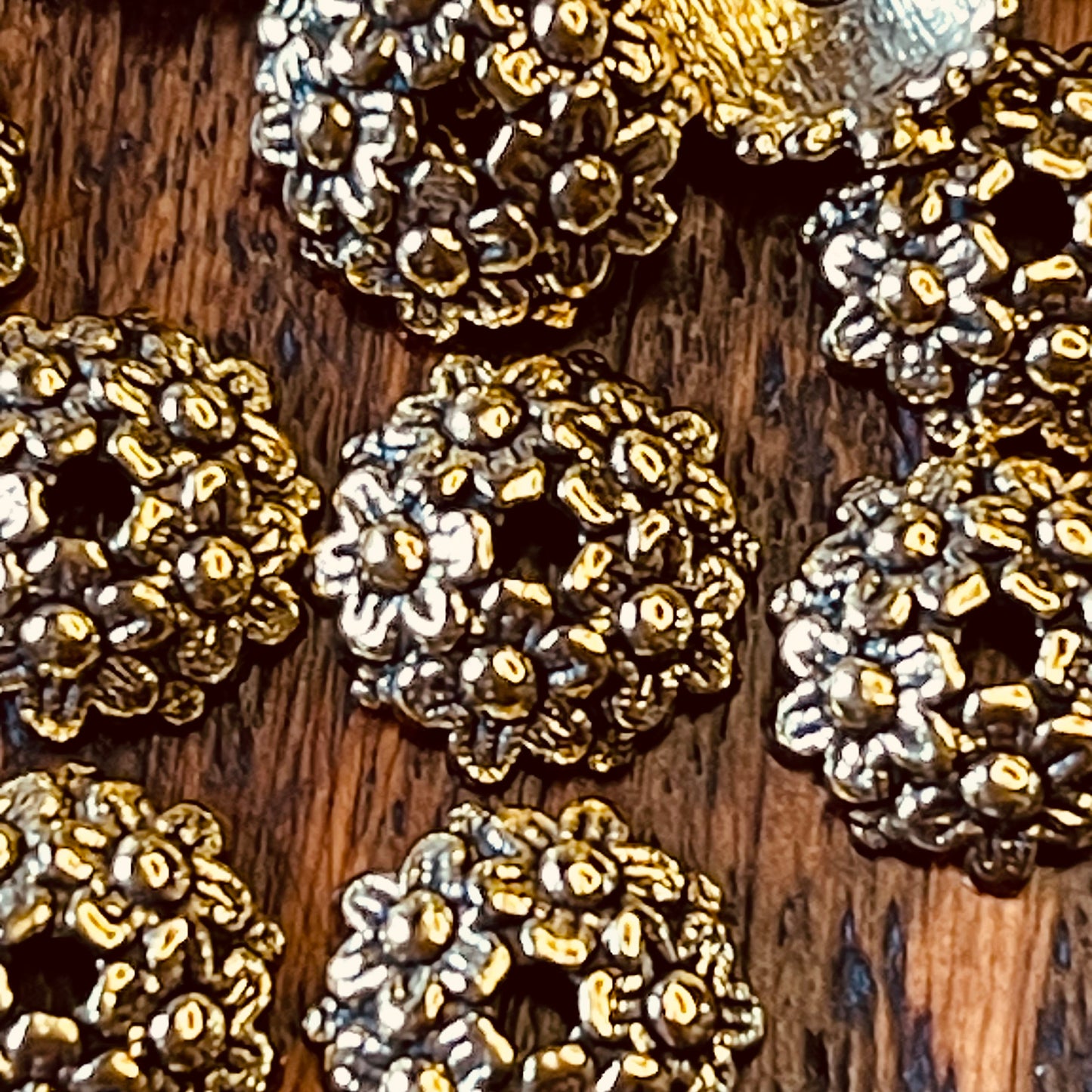 Tibetan Style Bead Caps Antique Gold Metal 12 per order