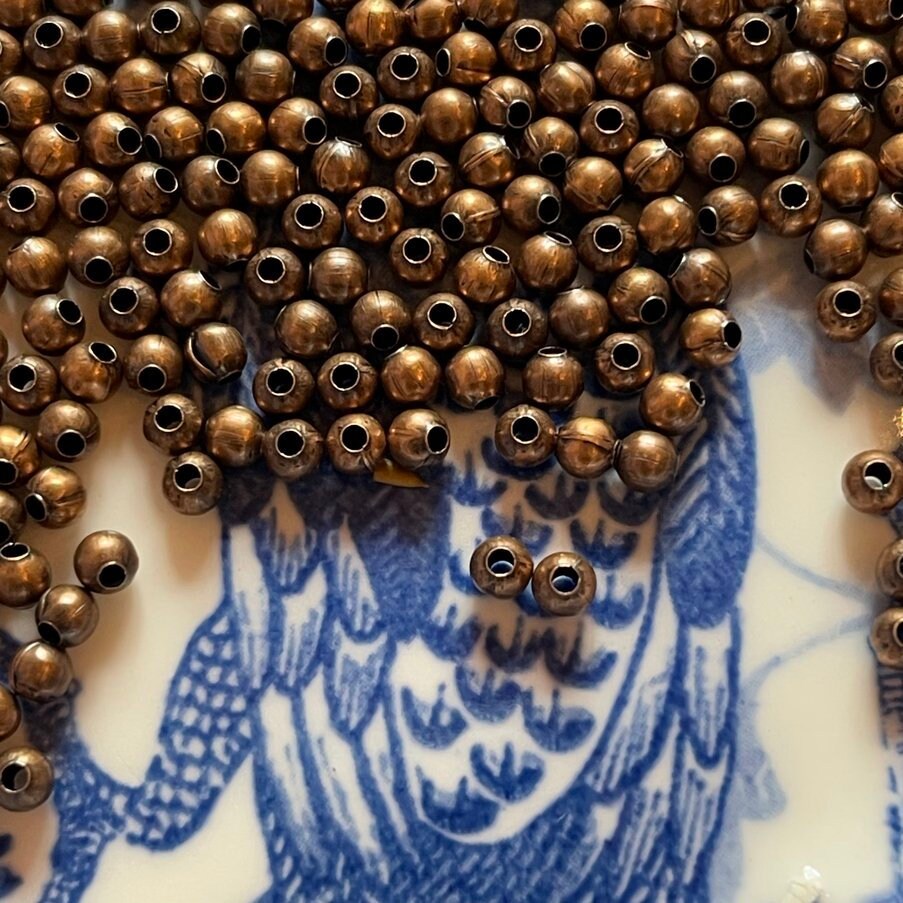 Small Copper Color Beads, 50 per order