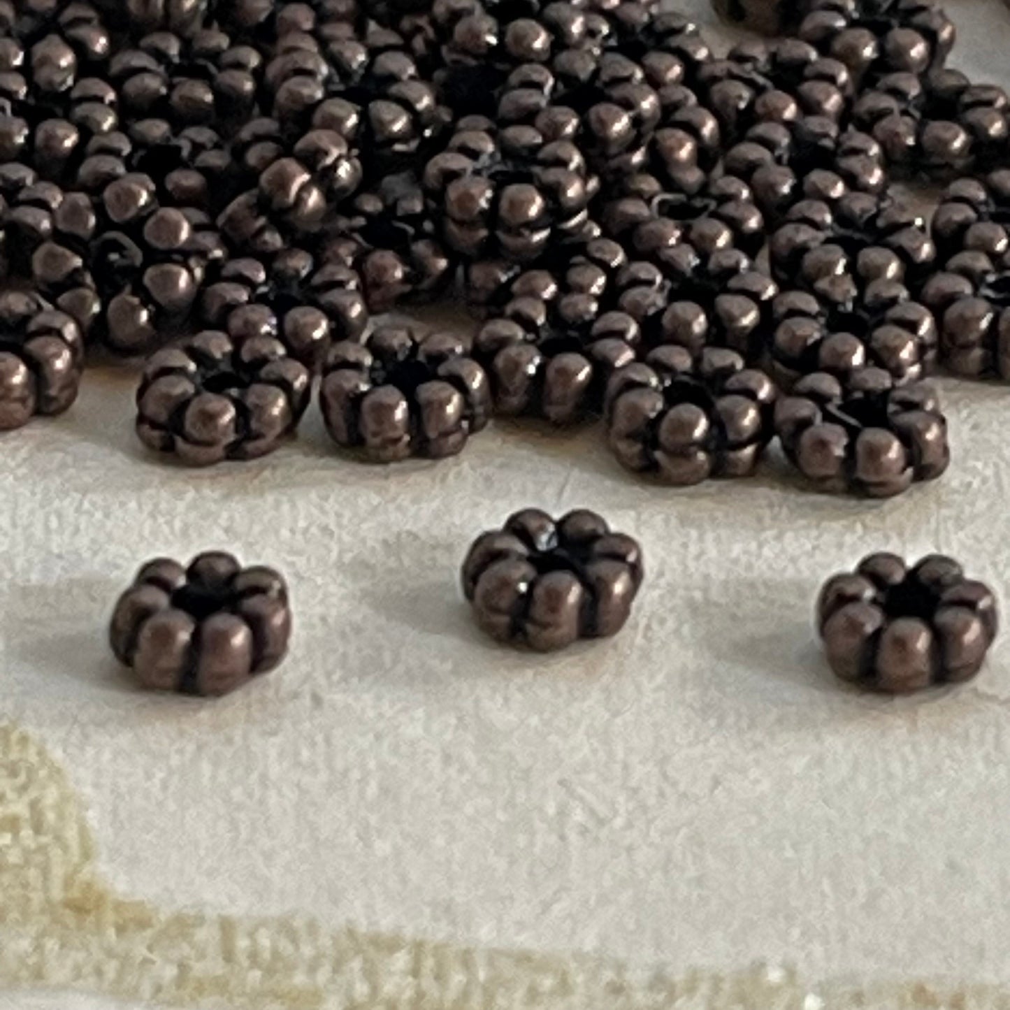 Small Copper Color Metal Flowers Bead Cap. 100 per order