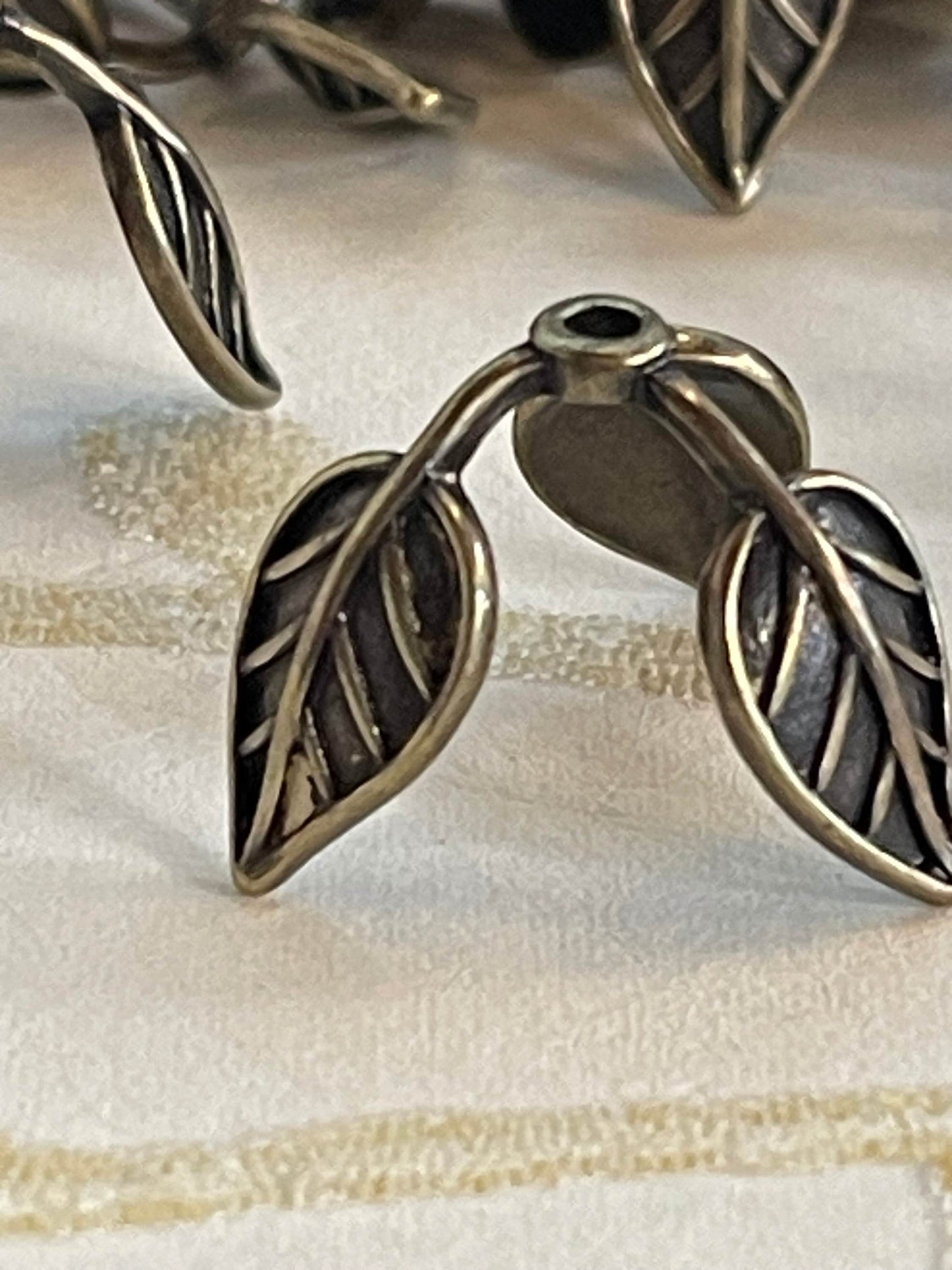 Bronze Leaf Bead Caps. 2 per order