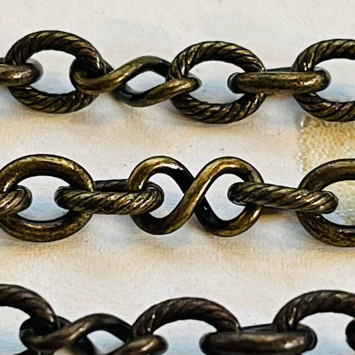 Twisted Link Chain, Antique Brass. Vintage Style. Sold by the foot.