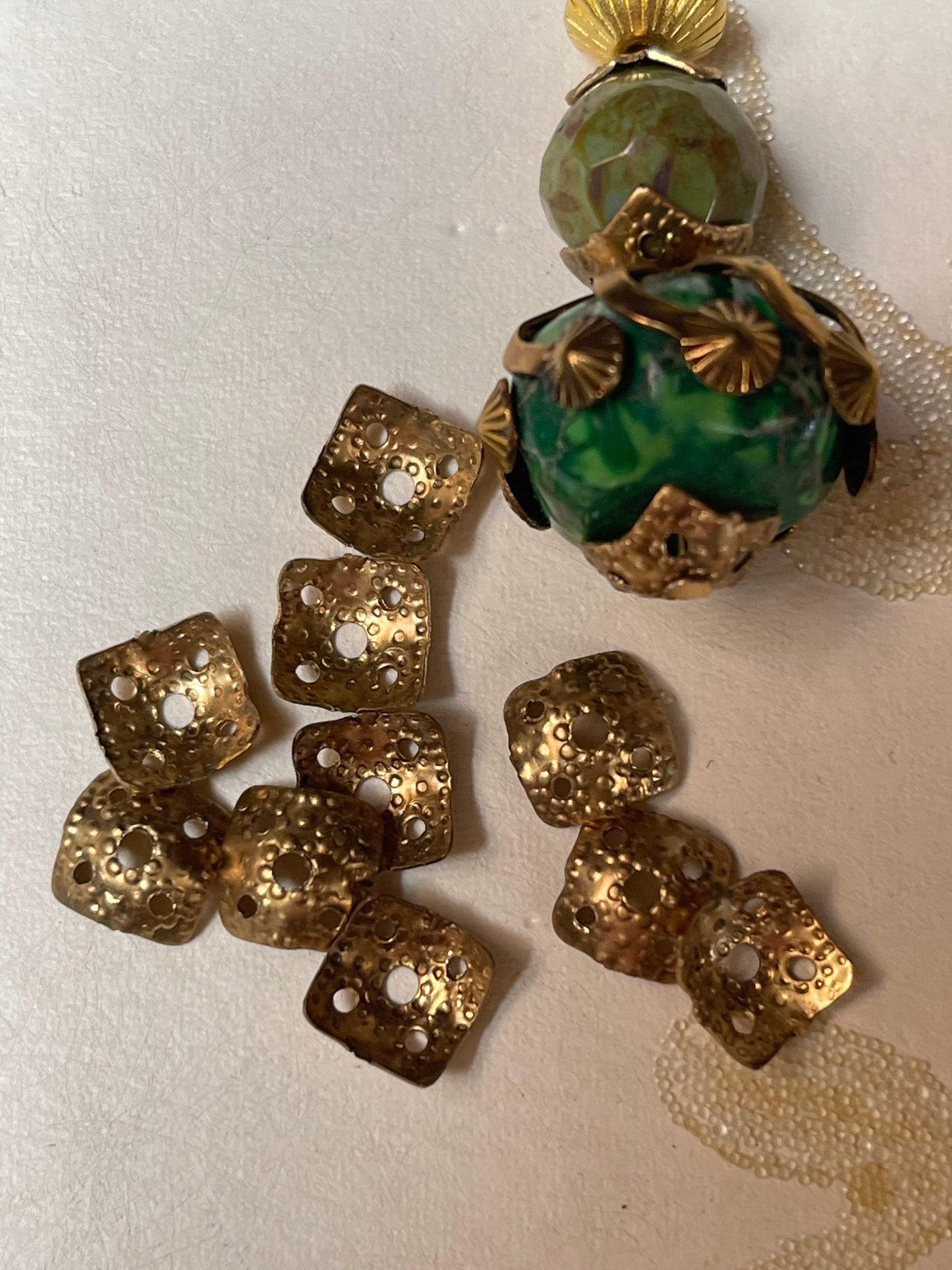 Textured Moroccan Brass Bead Caps.  12 Per Order.